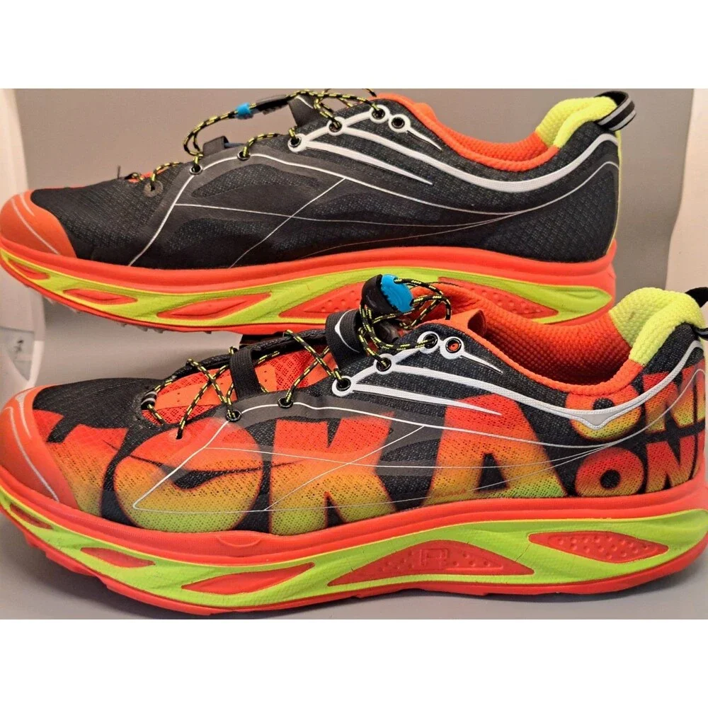 HOKA ONE ONE Huaka Men's Running Sneakers Breathable Mesh US 13 Orange/Black